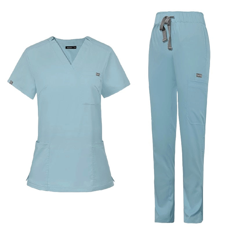 Valam Scrubs - Light Blue Straight Pant & Three Pocket Top