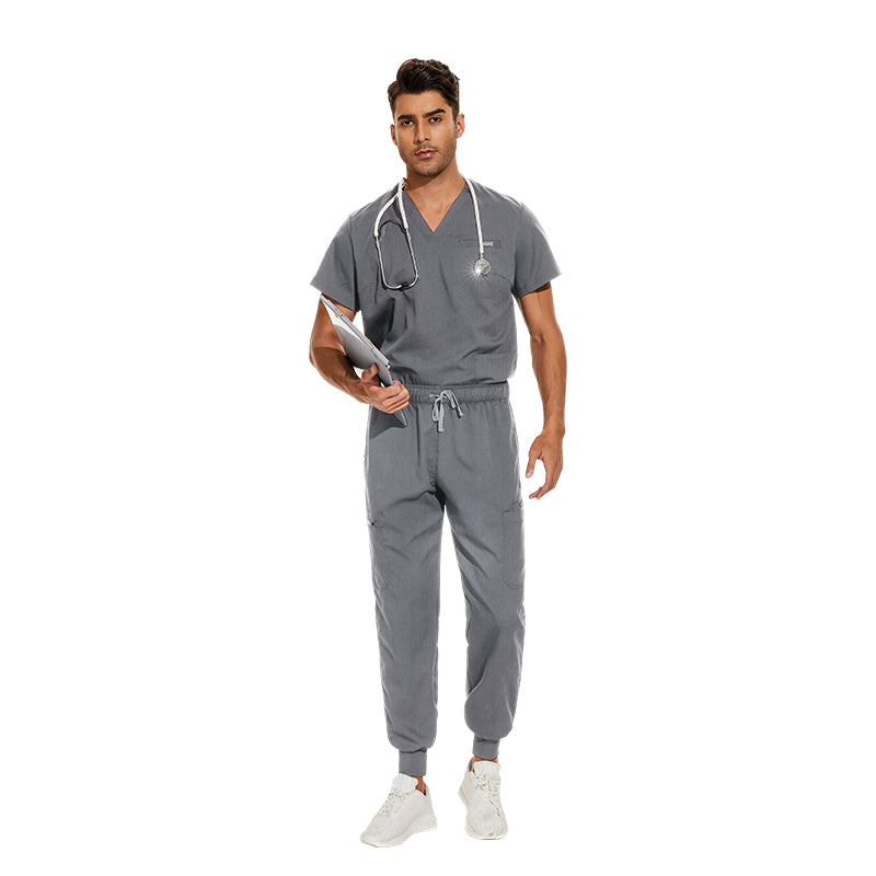 Valam Scrubs - Man Grey Jogger & Three Pocket Top