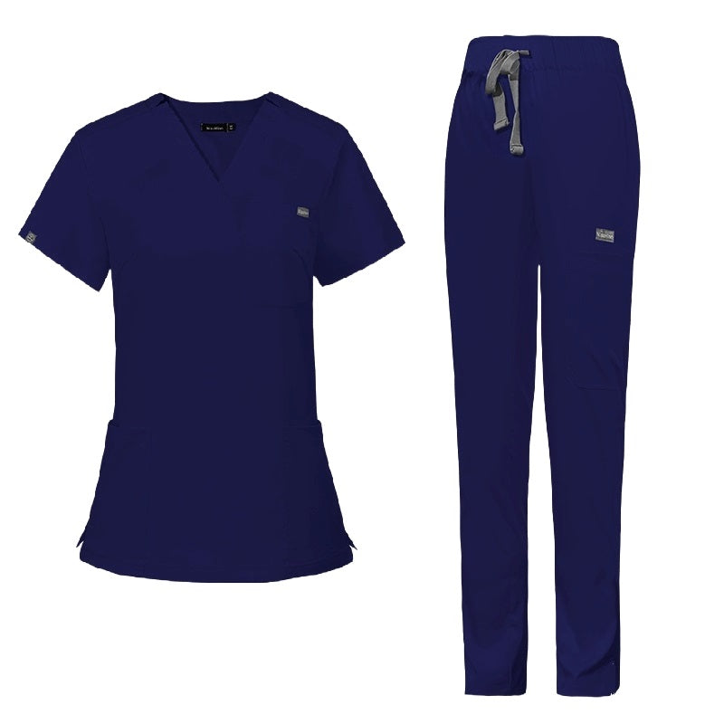 Valam Scrubs - Navy Blue Straight Pant & Three Pocket Top