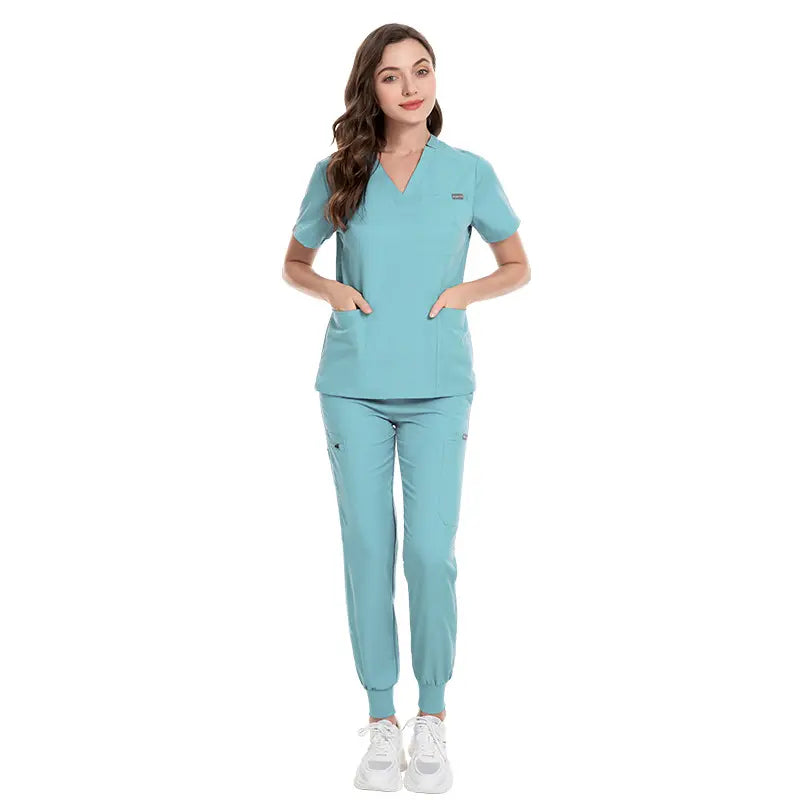 Valam Scrubs - Light Blue Jogger & Three Pocket Top